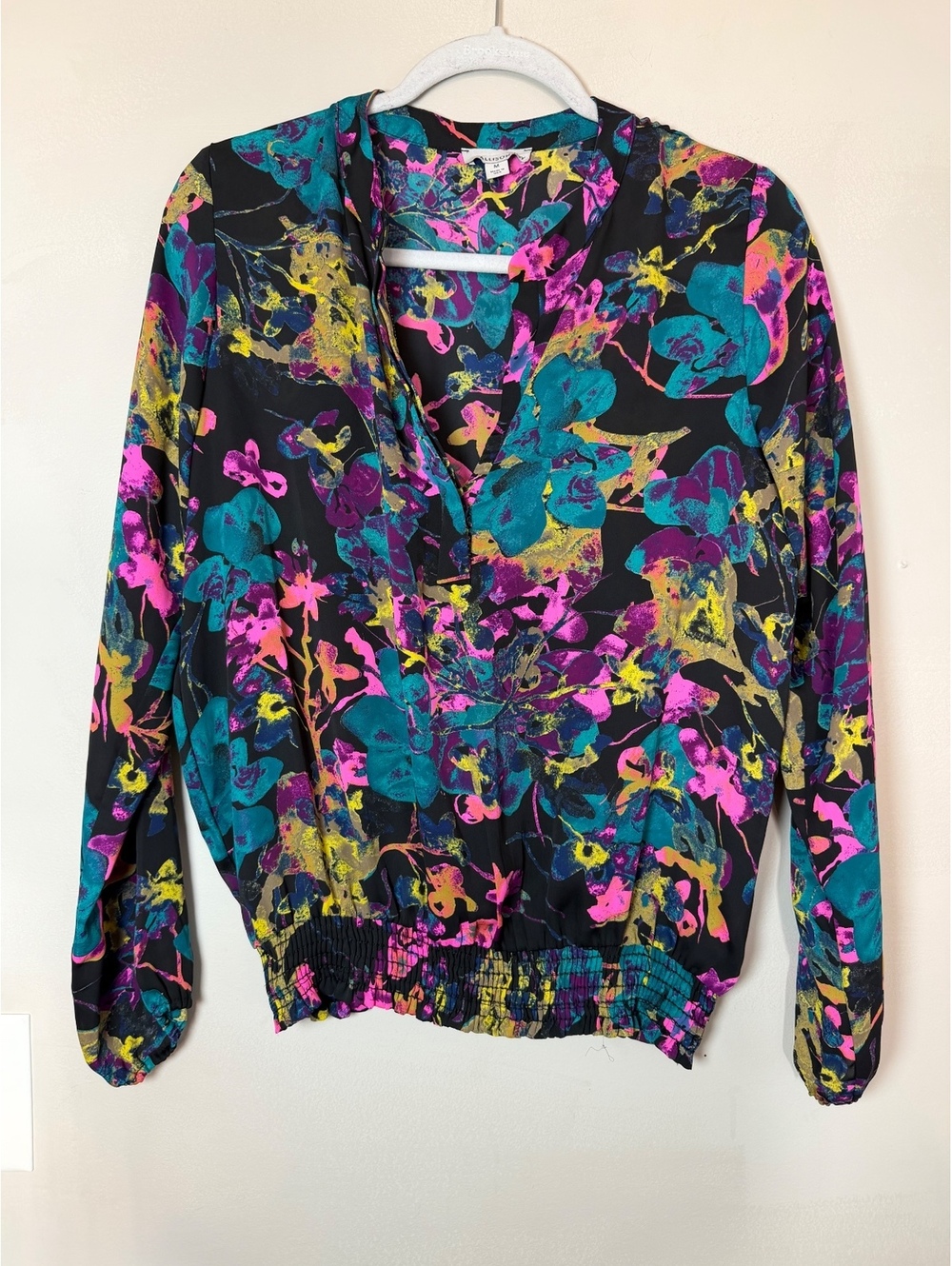 Allison Joy Women's Medium Abstract Print Long Sleeve Blouse.